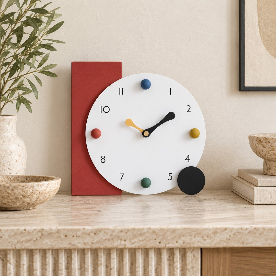 Modern Geometric Table Clock Silent Quartz Movement Eco-Friendly PMMA Compact Design 20x20 cm