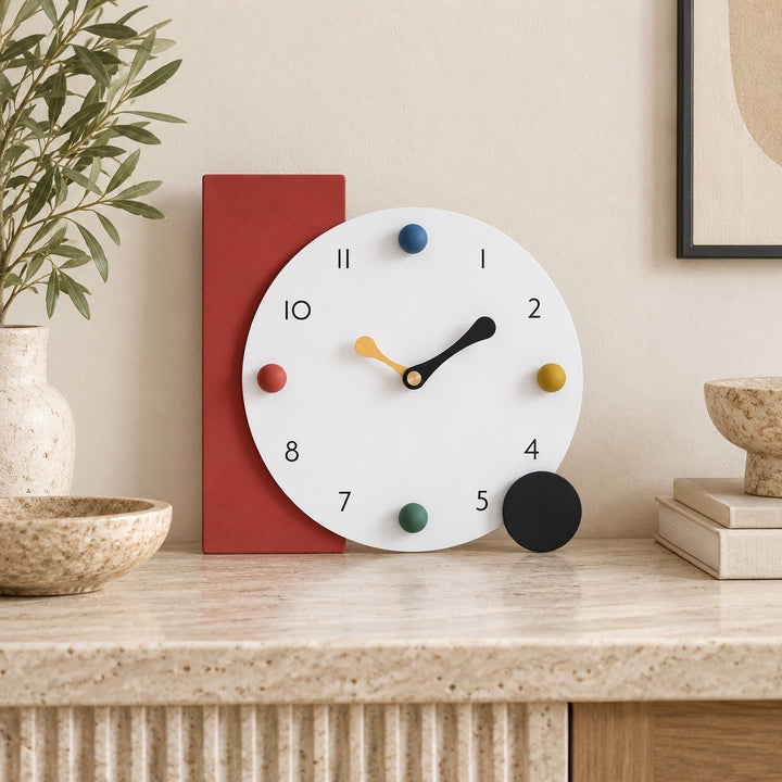Modern Geometric Table Clock Silent Quartz Movement Eco-Friendly PMMA Compact Design 20x20 cm