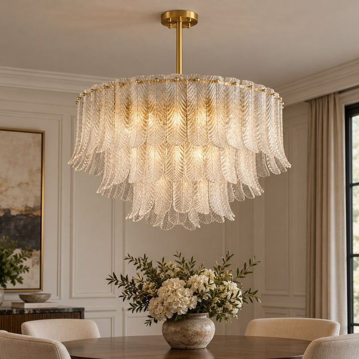 Modern Flush Mount Ceiling Light with Metal Frame and Amber Glass LED Illumination