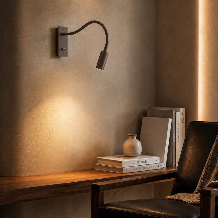 Industrial Wall Light Adjustable Gooseneck Aluminum Integrated LED Task Lamp 3000K Warm White