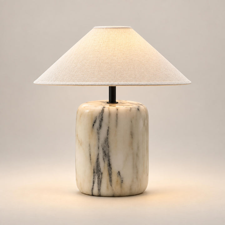 Modern Marble Table Lamp with Linen Shade and Adjustable Brightness for Elegant Lighting