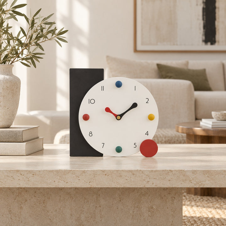 Modern Geometric Table Clock Silent Quartz Movement Eco-Friendly PMMA Compact Design 20x20 cm