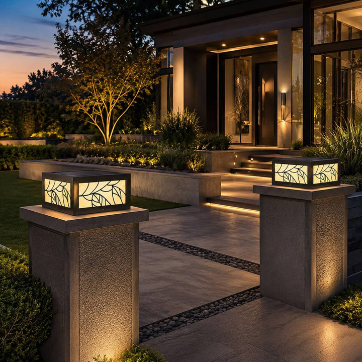 Modern Square Solar Garden Light Wall Mounted Stainless Steel LED Waterproof Automatic