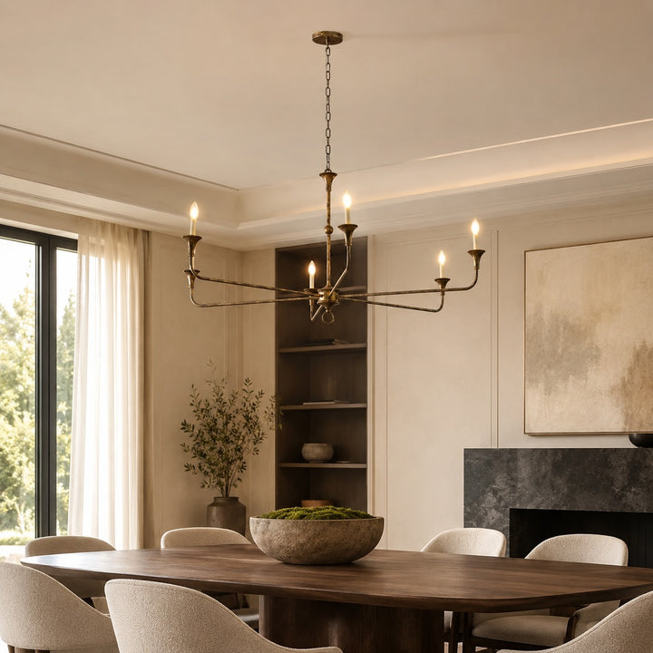 Modern Chandelier Light 5-Head Adjustable Brass Flush Mount E14 Candelabra Bulbs Exposed