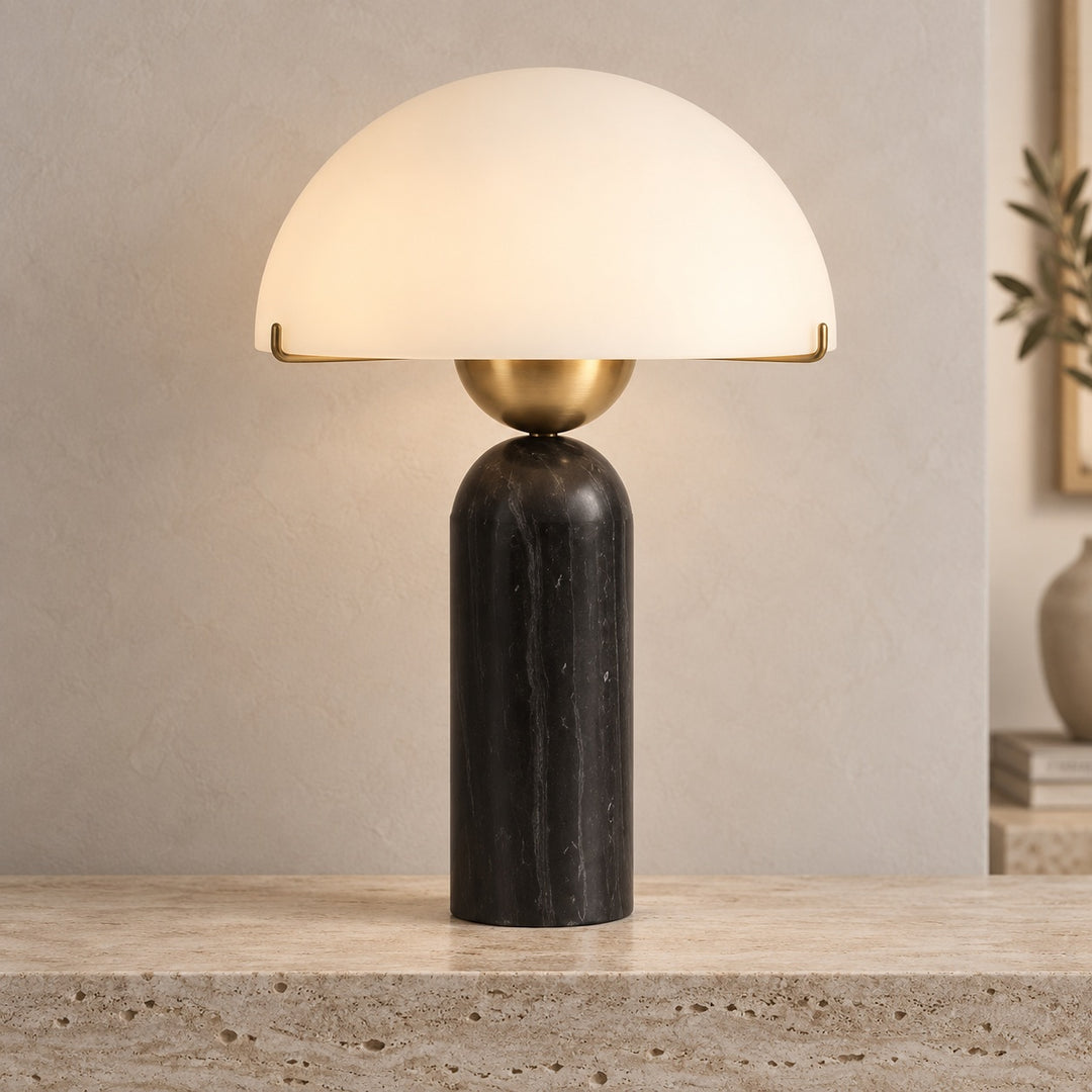Modern Adjustable Table Lamp with Alabaster Shade and LED Compatibility for Bedroom or Desk Use