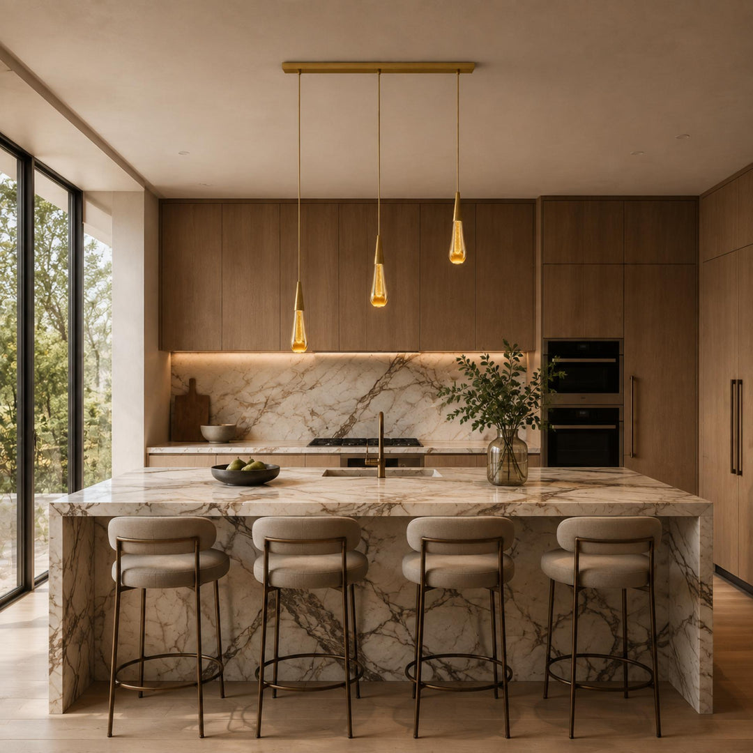 Modern Adjustable Pendant Light Hanging Chrome-Plated Iron and Crystal LED Fixture