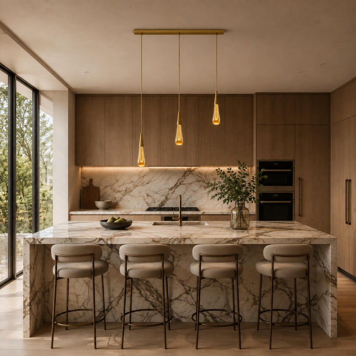 Modern Adjustable Pendant Light Hanging Chrome-Plated Iron and Crystal LED Fixture