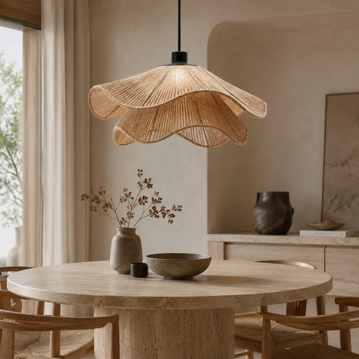 Boho Pendant Lamp Hanging Jute Light Natural Finish Adjustable Height For Kitchen Pendant Lighting