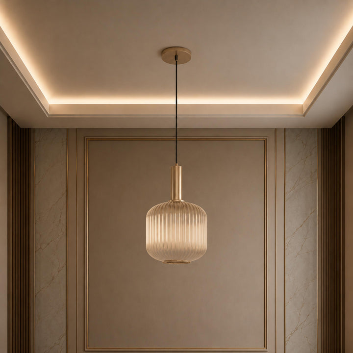 Modern Glass Pendant Light Hanging Fixture Adjustable Height LED Compatible