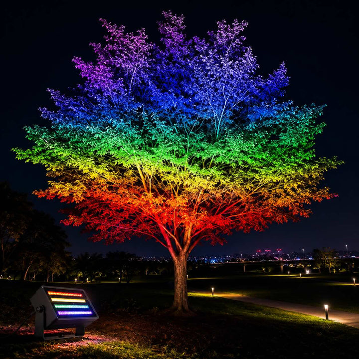 Modern Outdoor Flood Light Wall Mounted Aluminum RGB LED Waterproof 48W 72W