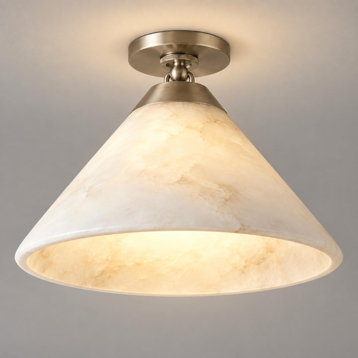 Modern Flush Mount Ceiling Light Alabaster Shade LED 12 Inch Diameter Energy Efficient