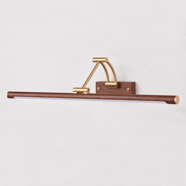 Walnut Linear Wall Light Adjustable LED Brass Fixture for Modern Indoor Spaces