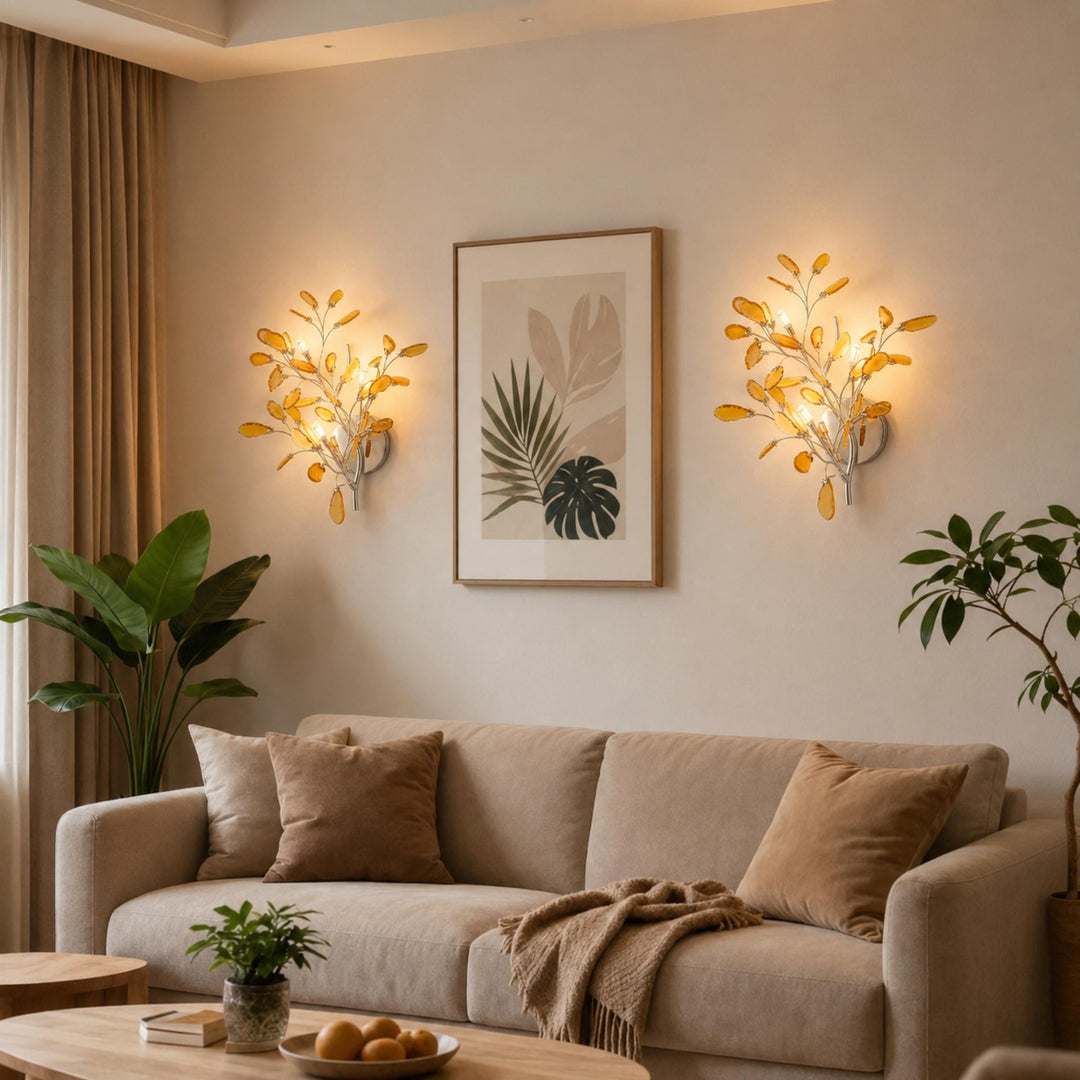 Contemporary Agate Wall Light Metal Fixture Wall Mounted Unique Natural Stone Design LED Indoor Use