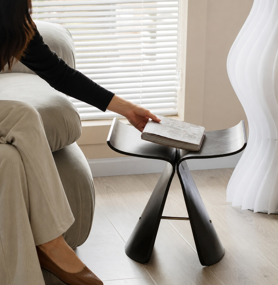 Modern Scandinavian Coffee Table Bench Wood-Based with Stainless Steel Legs Adjustable Design