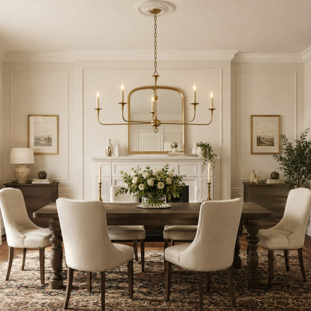 Modern Chandelier Light 5-Head Adjustable Brass Flush Mount E14 Candelabra Bulbs Exposed