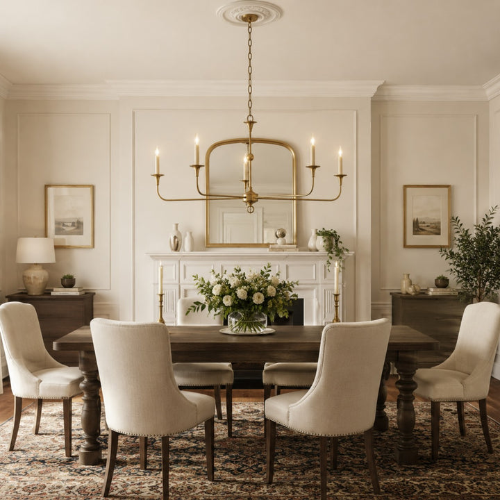 Modern Chandelier Light 5-Head Adjustable Brass Flush Mount E14 Candelabra Bulbs Exposed
