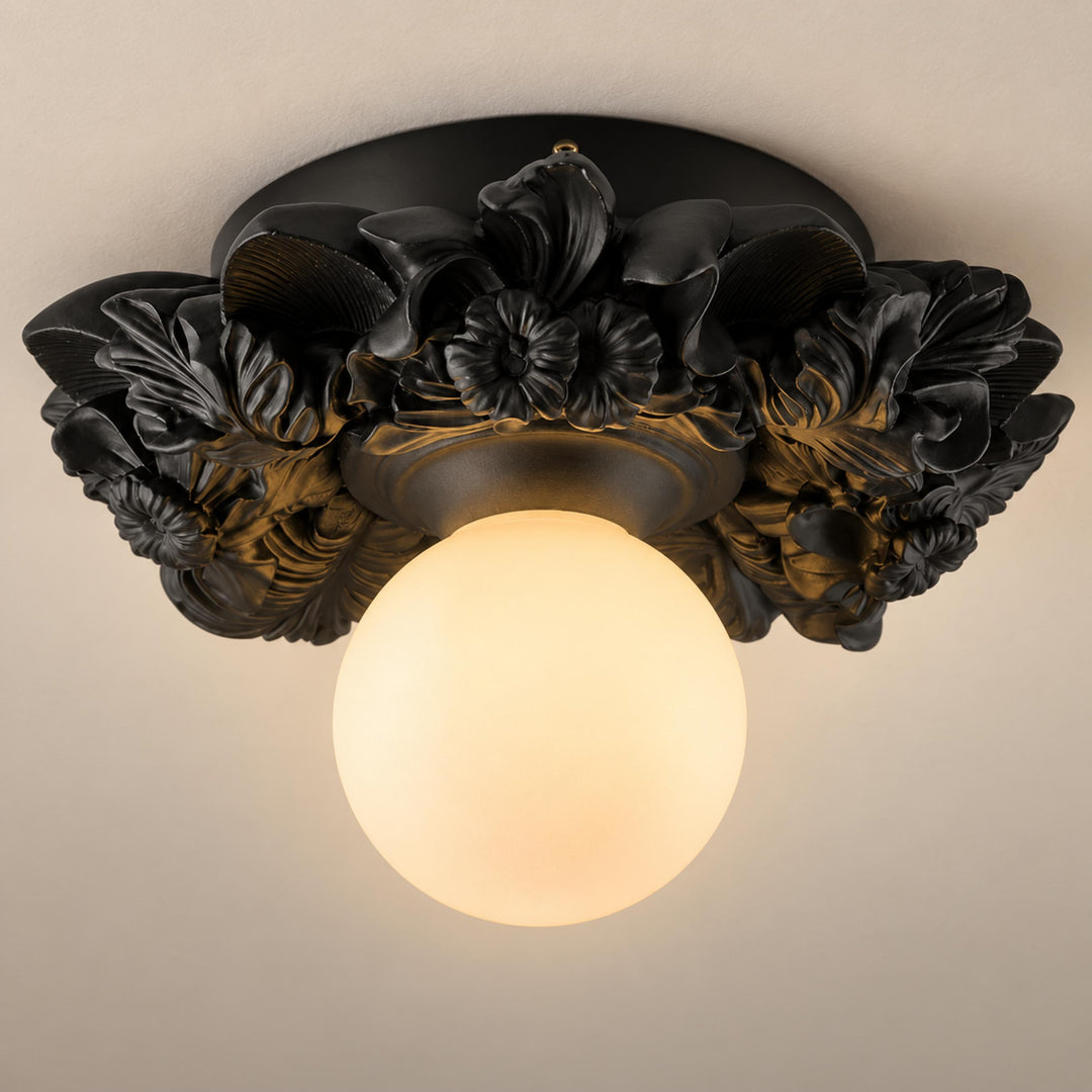 Victorian Flush Mount Ceiling Light Metal Glass Dimmable Elegant Design for Classic Ambiance