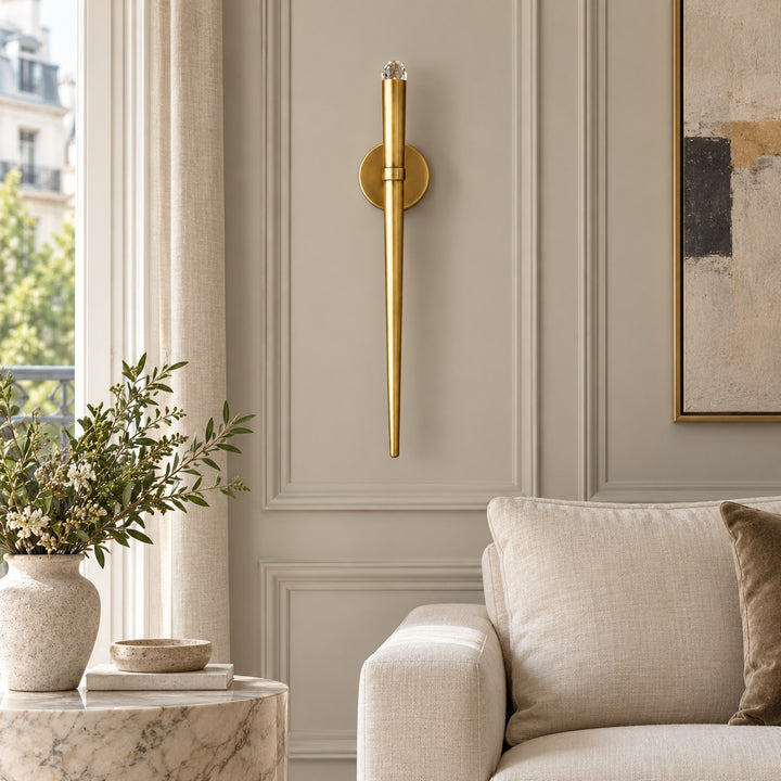 Modern Natural Brass Crystal Wall Sconce – G4 LED Interior Wall Light