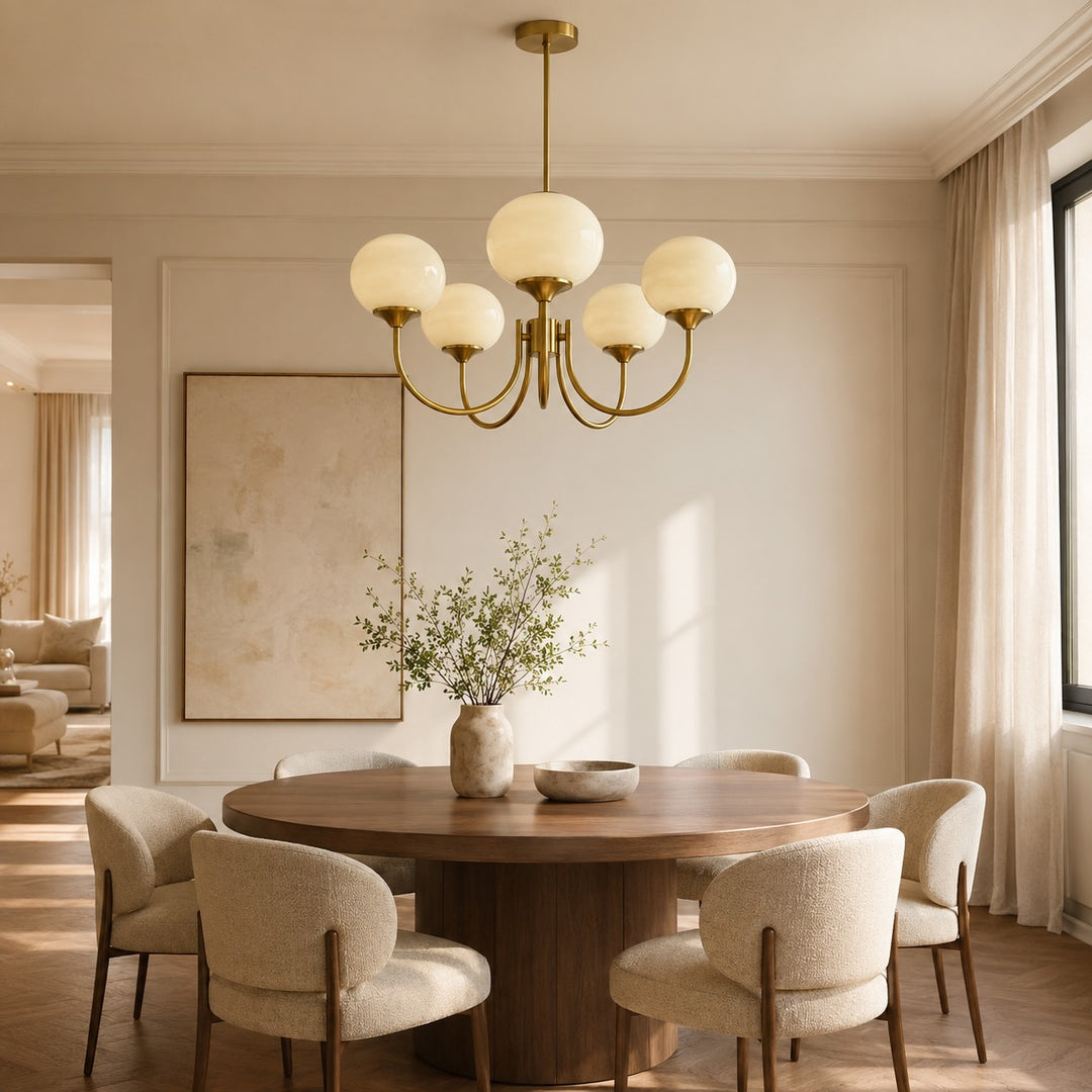 Modern Chandelier Pendant Light Fixture with Adjustable Arms Glass Shades Indoor Lighting
