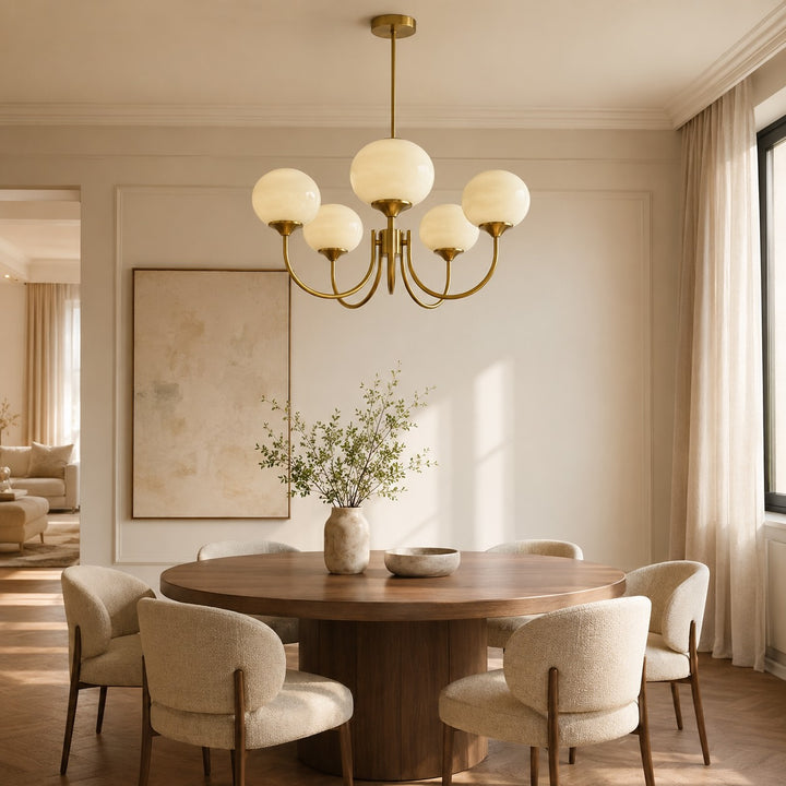 Modern Chandelier Pendant Light Fixture with Adjustable Arms Glass Shades Indoor Lighting