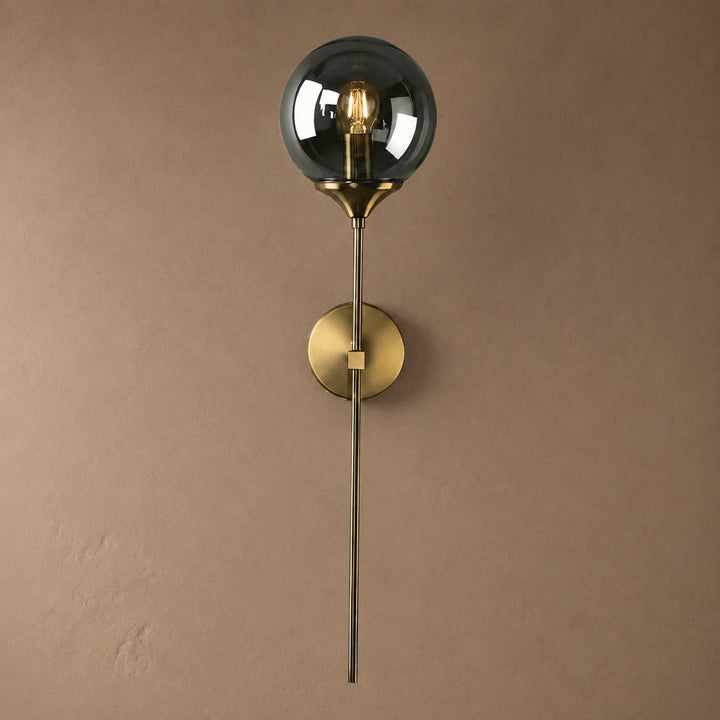 Modern Minimalist Wall Sconce Lighting Wall Mounted Glass Shade Metal Detailing LED Compatible