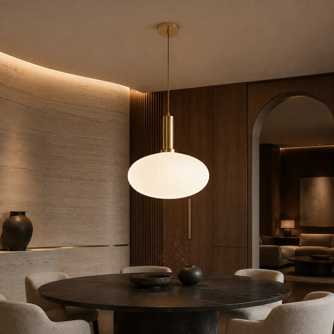 Modern Glass Pendant Light Hanging Fixture Adjustable Height LED Compatible
