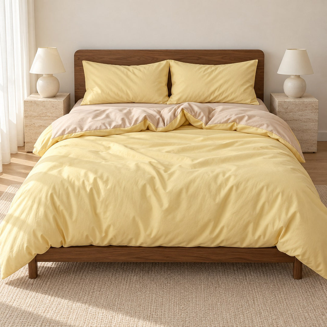 Pastel Double-Sided Bedding Set Minimalist Comforter Cover Twin Full Queen King Size