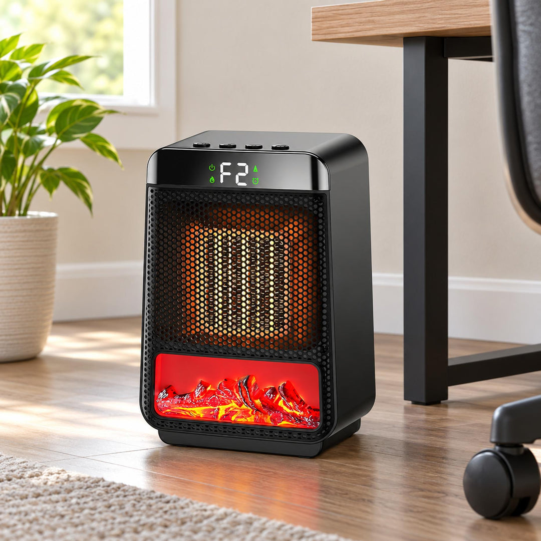 Compact Ceramic Heater with Fan and Digital LED Display for Efficient Heating