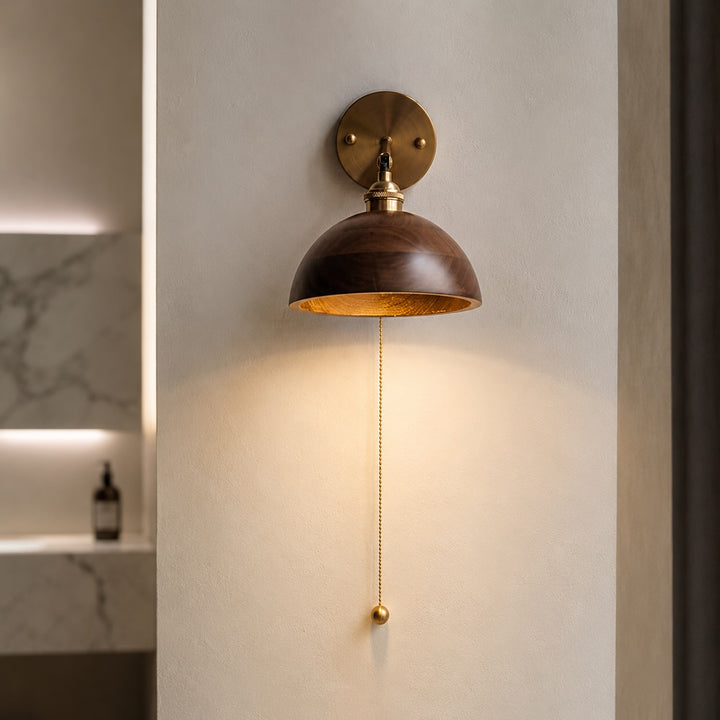 Rustic Wall Light Wooden Sconce Adjustable Brass Fixture E26/E27 Base Max 40W