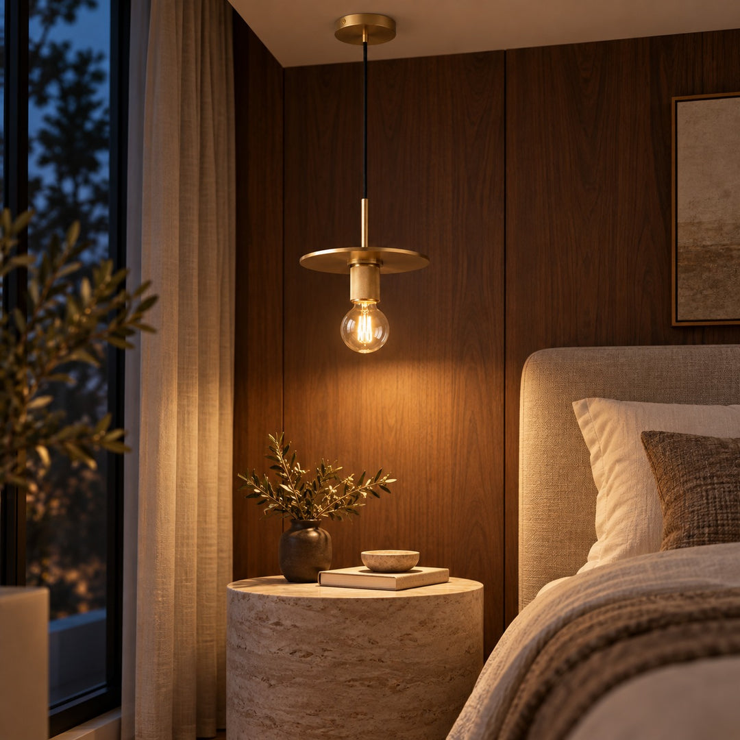 Modern 18cm Copper Disc Pendant Light with E27 Bulb – Minimalist Ceiling Light