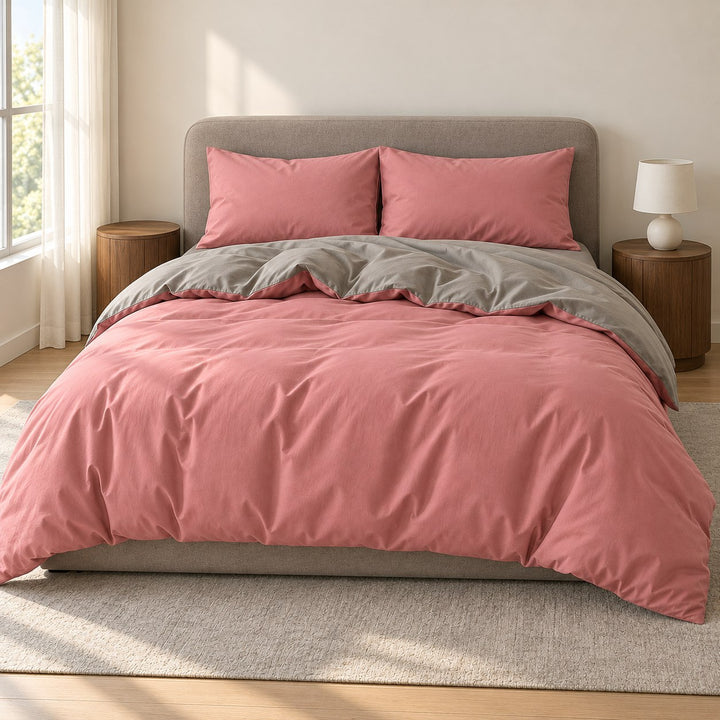 Pastel Double-Sided Bedding Set Minimalist Comforter Cover Twin Full Queen King Size
