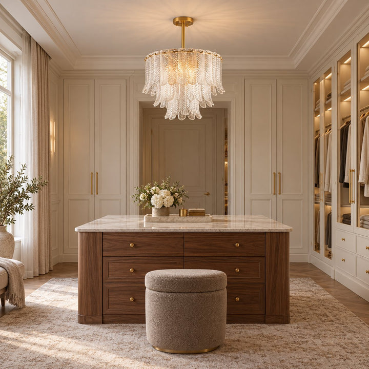 Modern Flush Mount Ceiling Light with Metal Frame and Amber Glass LED Illumination