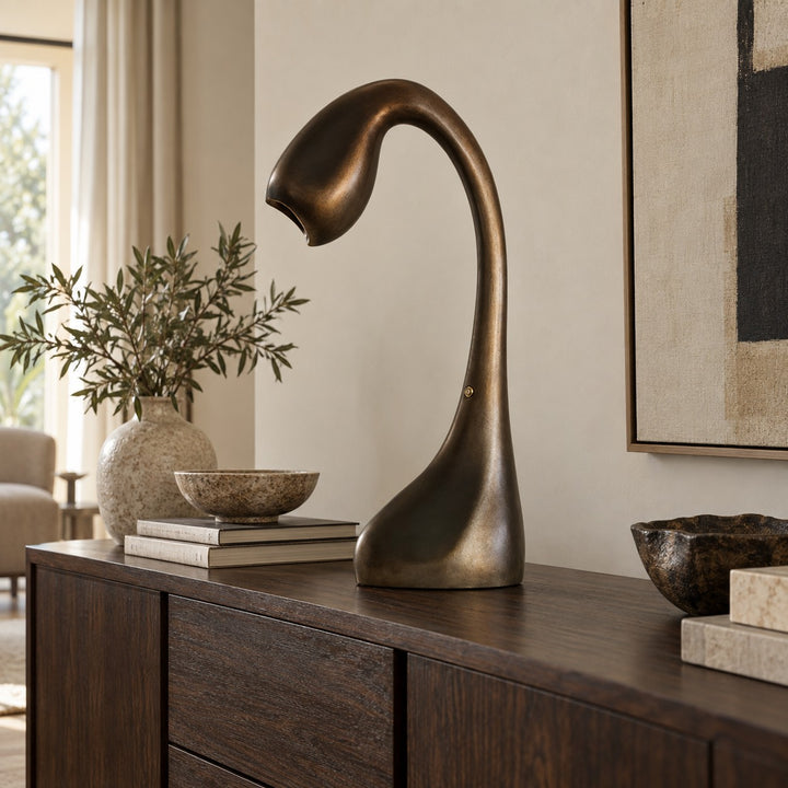 Modern Adjustable Table Lamp Metal LED Indoor Lighting with Bronze Finish