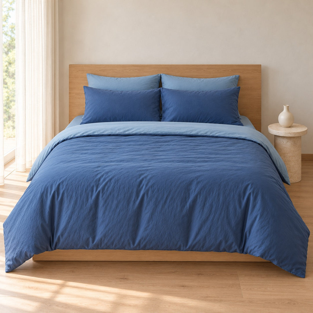 Reversible Bedding Set Cotton Jersey Knit Duvet Cover and Sheet Soft Breathable Lightweight