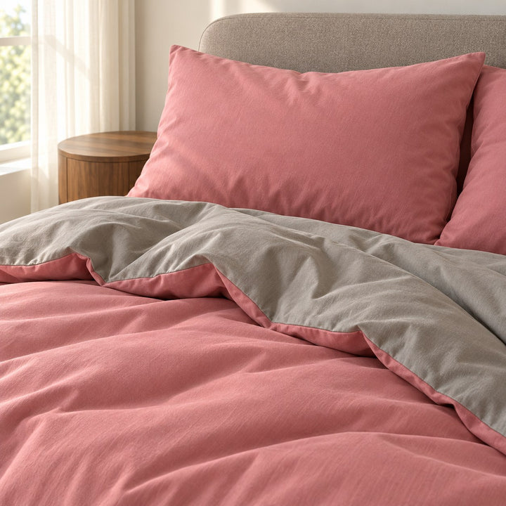 Pastel Double-Sided Bedding Set Minimalist Comforter Cover Twin Full Queen King Size