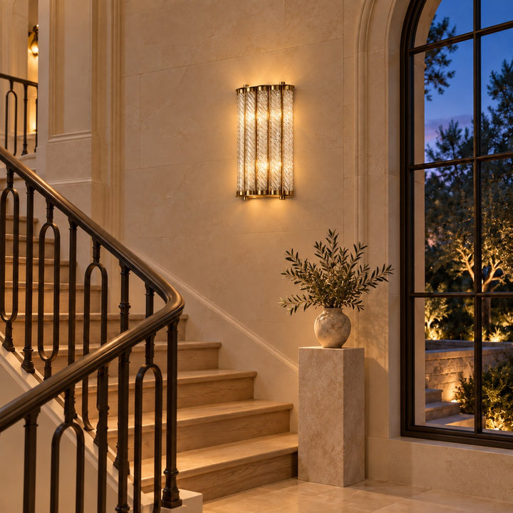 Twisted Glass Brass Wall Sconce – 3-Light Interior Wall Light