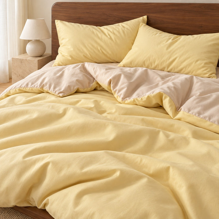 Pastel Double-Sided Bedding Set Minimalist Comforter Cover Twin Full Queen King Size