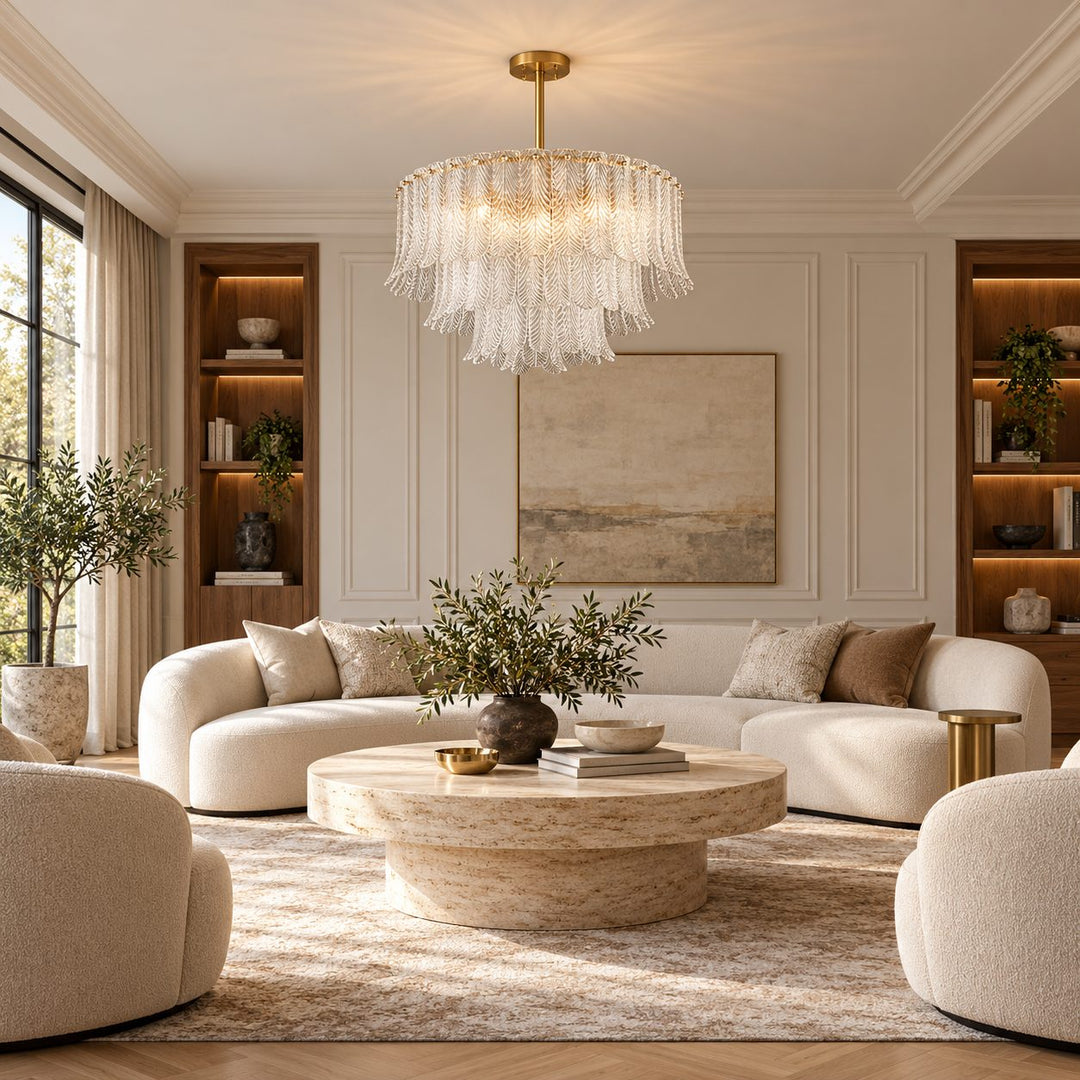 Modern Flush Mount Ceiling Light with Metal Frame and Amber Glass LED Illumination