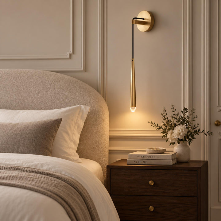 Modern Brass & Crystal Wall Sconce – G4 LED Interior Wall Light