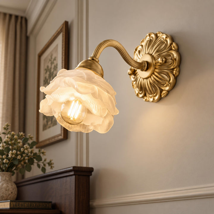 Modern Brass Wall Light Wall Mounted Adjustable Glass Shade LED Compatible