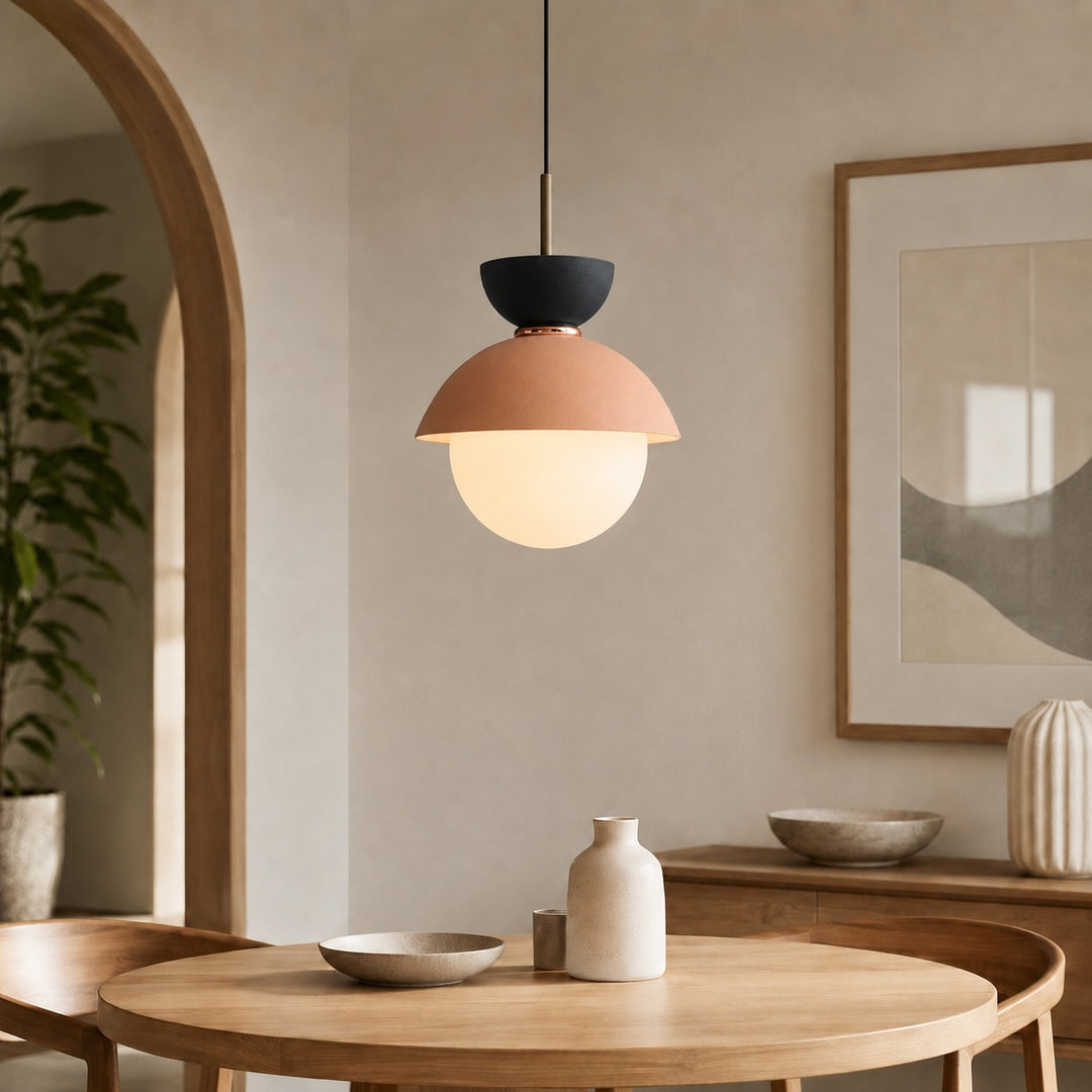 Scandinavian Pendant Lighting Adjustable Hanging Glass Shades Iron Frame Indoor Use