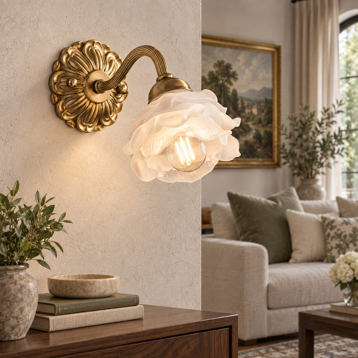 Modern Brass Wall Light Wall Mounted Adjustable Glass Shade LED Compatible