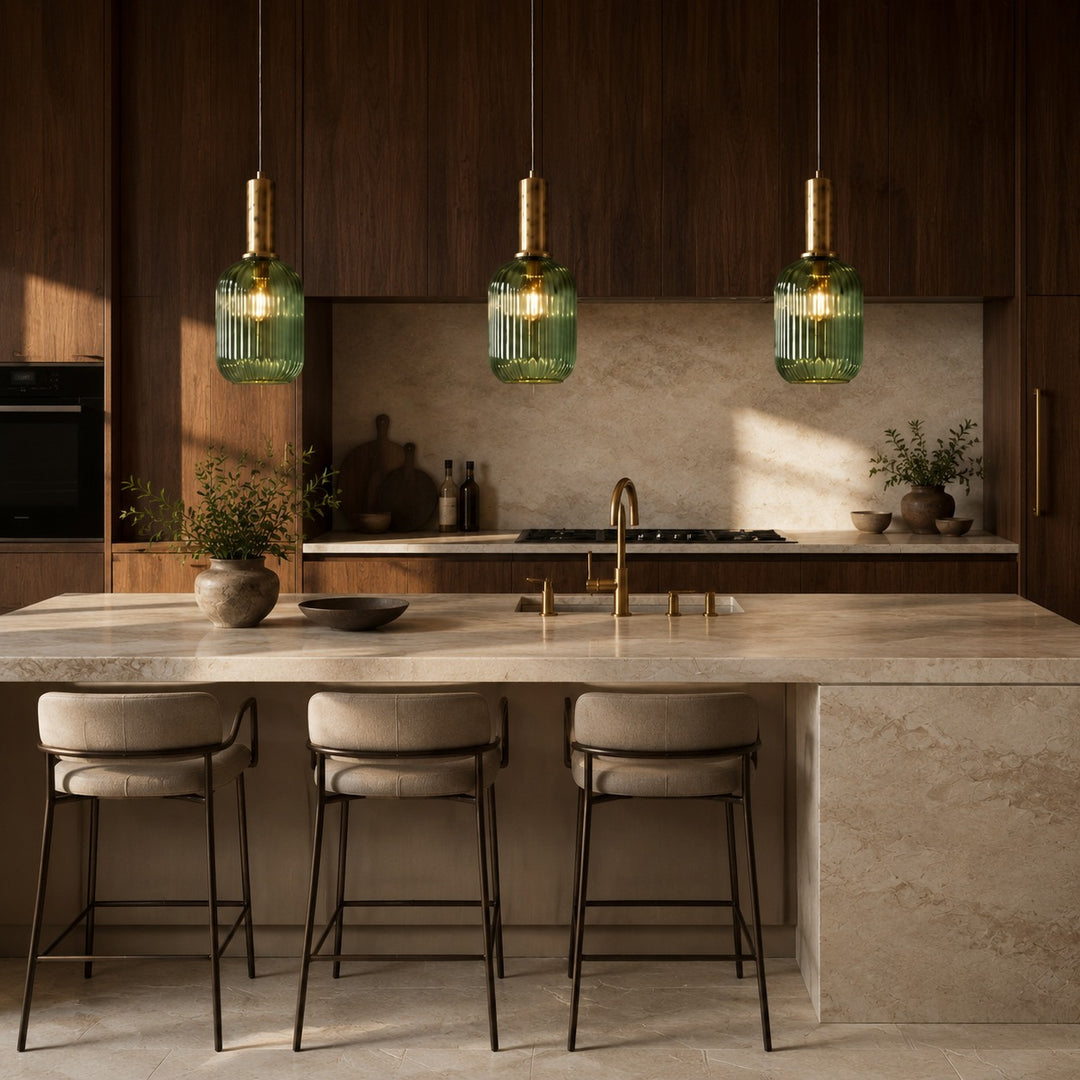 Modern Glass Pendant Light Hanging Fixture Adjustable Height LED Compatible