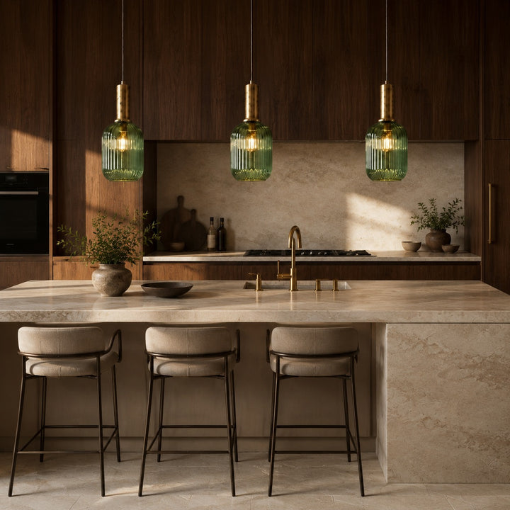Modern Glass Pendant Light Hanging Fixture Adjustable Height LED Compatible
