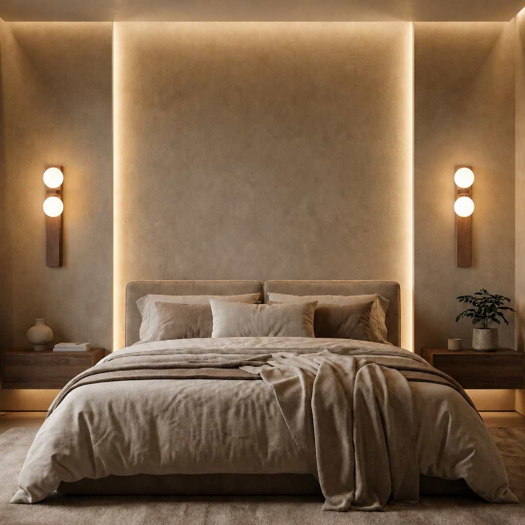 Modern Wall Light Wall Mounted Walnut Wood Glass Shade Hardwired G9 Base Dimmable 110-240V