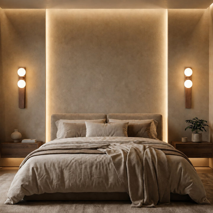 Modern Wall Light Wall Mounted Walnut Wood Glass Shade Hardwired G9 Base Dimmable 110-240V