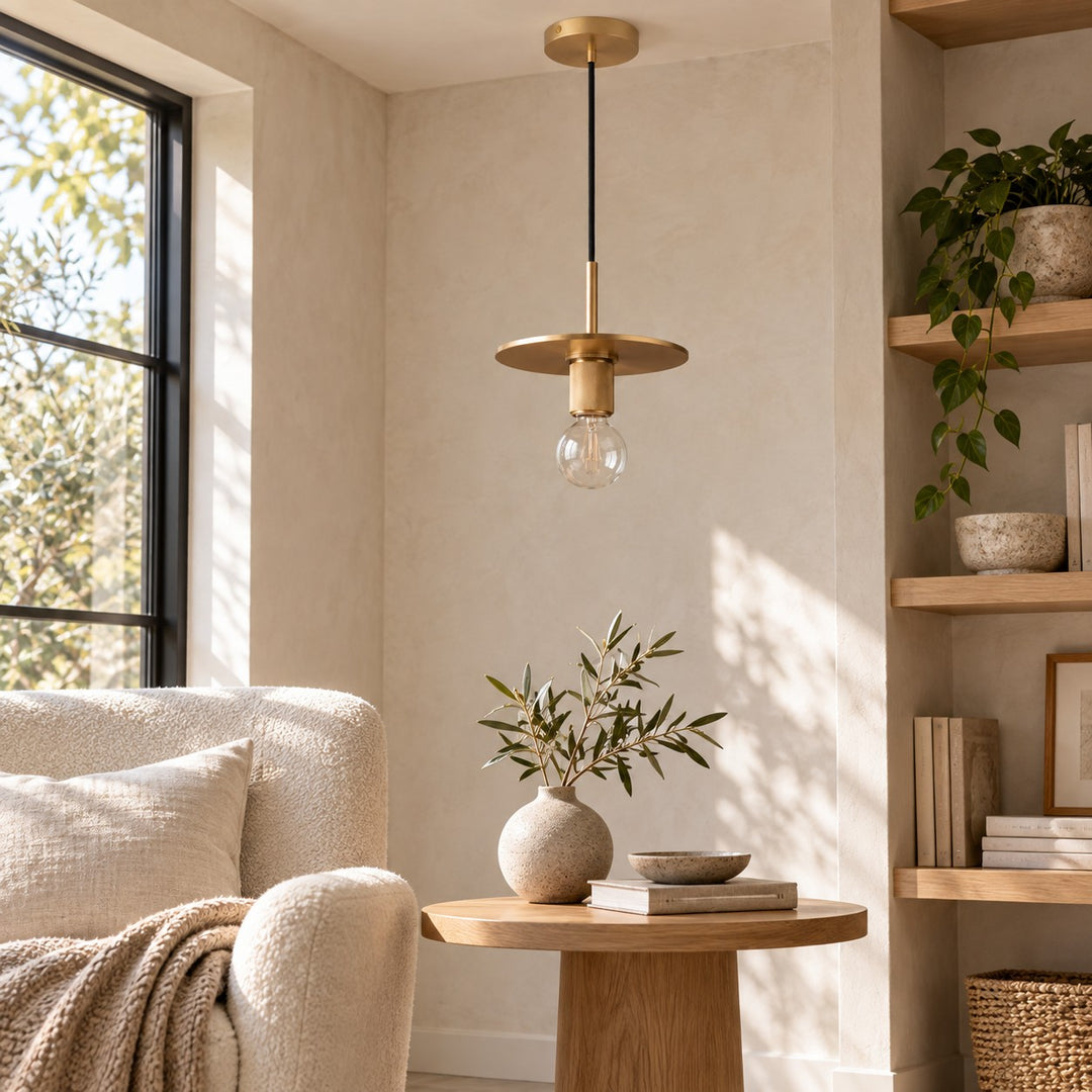 Modern 18cm Copper Disc Pendant Light with E27 Bulb – Minimalist Ceiling Light