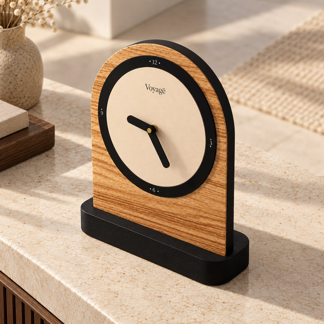 Modern Minimalist Desk Clock Silent Mechanism PVC Compact Design for Home Office Decor