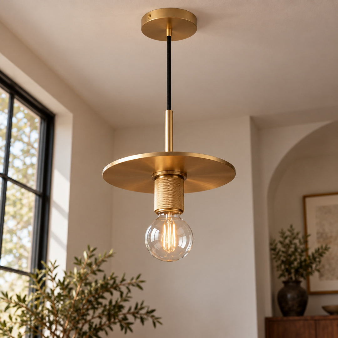 Modern 18cm Copper Disc Pendant Light with E27 Bulb – Minimalist Ceiling Light