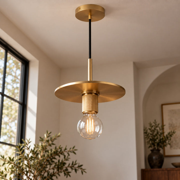 Modern 18cm Copper Disc Pendant Light with E27 Bulb – Minimalist Ceiling Light
